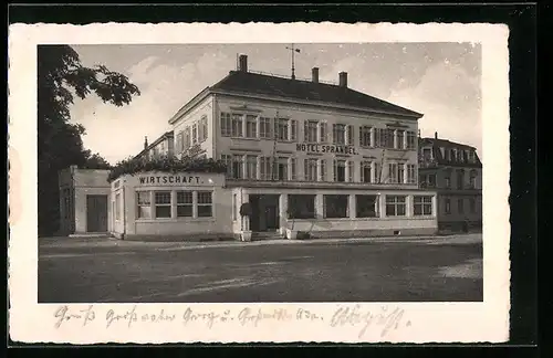 AK Metzingen, Hotel Sprandel, Frontansicht