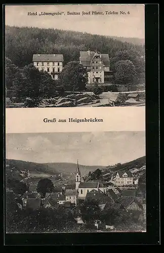 AK Heigenbrücken, Hotel Löwengrube, Totalansicht aus der Vogelschau