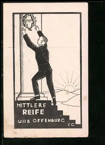 Künstler-AK Offenburg, Mittlere Reife 1927, Absolvia