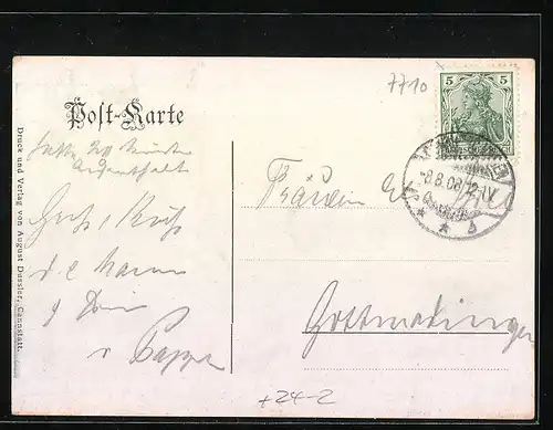 AK Donaueschingen, Brandkatastrophe 1908