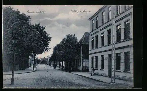 AK Neumünster, Wittorferstrasse mit Anwohnern