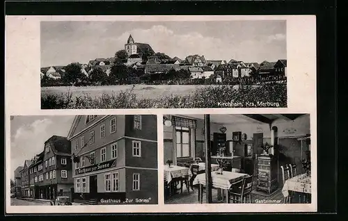 AK Kirchhain /Krs. Marburg, Gasthaus Zur Sonne, Inneres Gastzimmer, Teilansicht