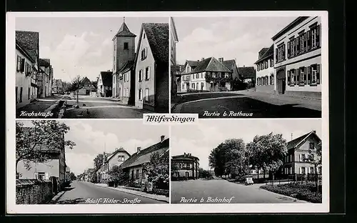 AK Wilferdingen, Bahnhof, Rathaus, Strasse