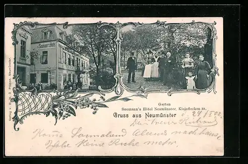 AK Neumünster, Soomann`s Hotel, Kleinflecken 39, Garten