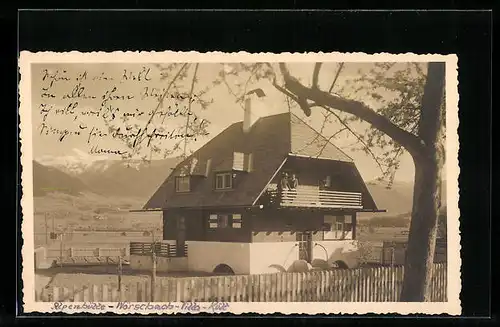 Foto-AK Wörschach, Villa Kött mit Paar auf dem Balkon