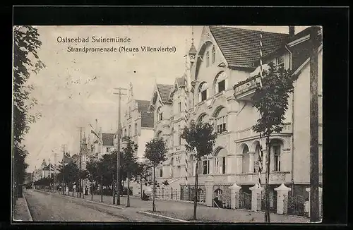 AK Swinemünde, Strandpromenade, Neues Villenviertel