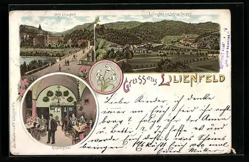 Lithographie Lilienfeld, Totalansicht, Klosterstübl