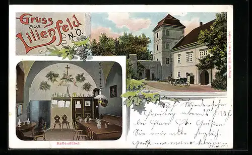 AK Lilienfeld, Gasthaus Kellerstübel, Innen- und Aussenansicht