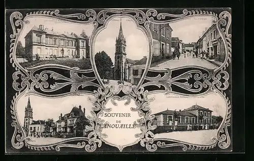 AK Lanouaille, Rue de la Poste, l'Eglise, le Marché