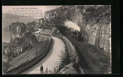 AK Souillac, Le Pas du Raysse, Eisenbahnlinie am Fluss
