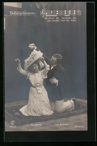 AK Dollarprinzessin, Operettenszene, Darsteller Mia Werber & Carl Bachmann