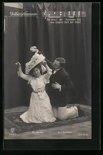 AK Dollarprinzessin, Operettenszene, Darsteller Mia Werber & Carl Bachmann