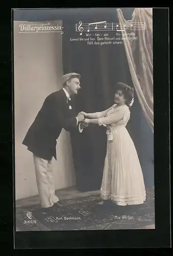 AK Dollarprinzessin, Operettenszene, Darsteller Karl Bachmann & Mia Werber beim Tanzen