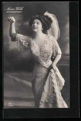 AK Dollarprinzessin, Operettenszene mit Darstellerin Mizii Wirth