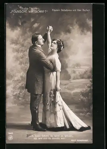 AK Polnische Wirtschaft, Operettenszene mit Darstellern Frl. Delladonna & Herr Bechert