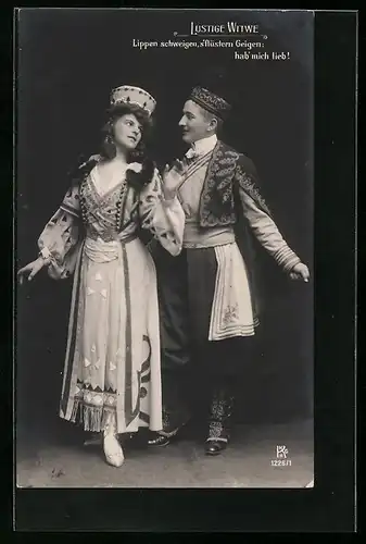 AK Die lustige Witwe, Operettenszene mit Darstellern