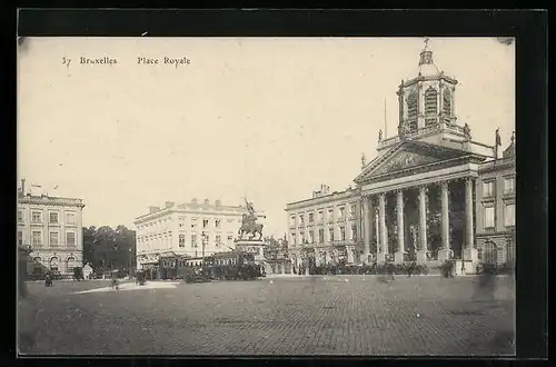 AK Bruxelles, Place Royale, Strassenbahn
