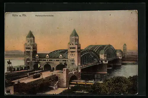 AK Köln, Strassenbahn auf der Hohenzollernbrücke