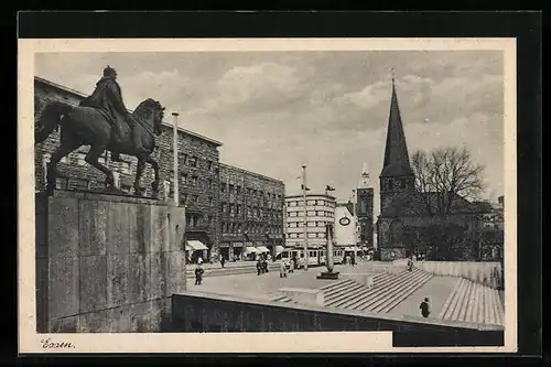 AK Essen, Ortspartie mit Strassenbahn