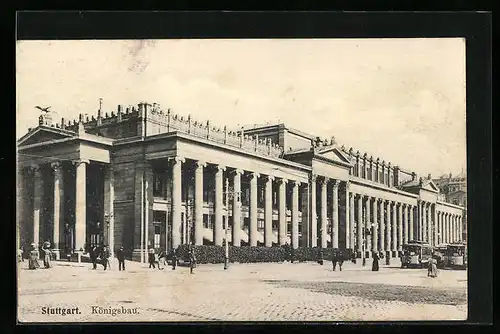 AK Stuttgart, Königsbau mit Strassenbahn