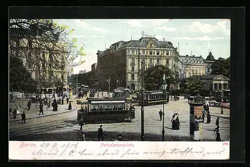 AK Berlin, Strassenbahn am Potsdamer Platz