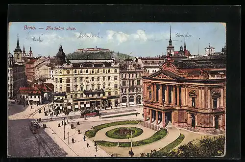 AK Brno, Hradebni ulice, Strassenbahn