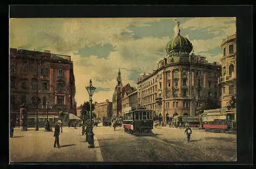 AK Budapest, Strassenbahnen auf dem Elisabethring