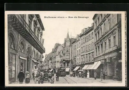 AK Mulhouse, Rue du Sauvage, Tramway