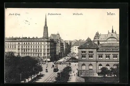 AK Wien, Wollzeile mit Strassenbahnen