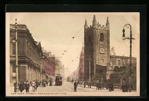 AK Newcastle-on-Tyne, Grainger Street with Tramway
