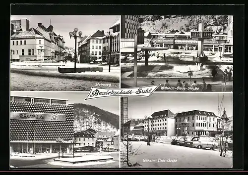 AK Suhl / Thür., Wilhelm-Pieck-Strasse, Steinweg, Centrum-Warenhaus