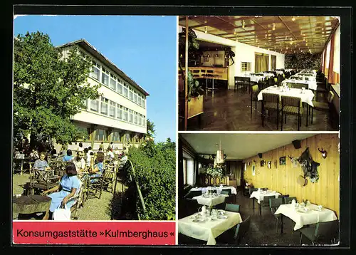 AK Saalfeld / Saale, Konsum-Gaststätte Kulmberghaus mit Gnomenbar und Jägerstube