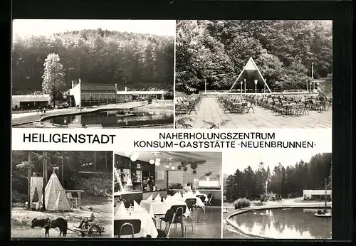 AK Heiligenstadt, Naherholungszentrum Neun Brunnen mit Konsum-Gaststätte, Schwanenteich und Musikpavillon