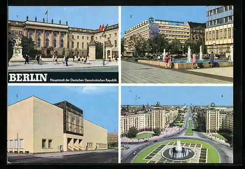 AK Berlin, Humboldt-Universität, Interhotel Unter den Linden, Komische Oper, Strausberger Platz
