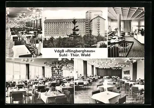 AK Suhl / Thür. Wald, VdgB Ringberghaus mit Tagesrestaurant, Café Aussicht und Urlauberrestaurant I und II