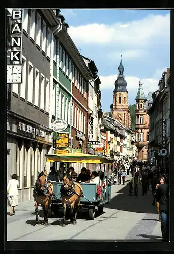 AK Heidelberg, Pferdekutsche in der Fussgängerzone