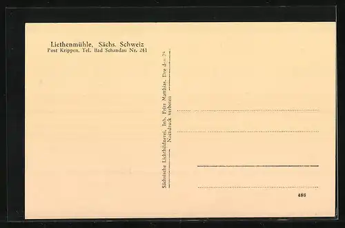 AK Krippen / Sächs. Schweiz, Gasthaus Liethenmühle