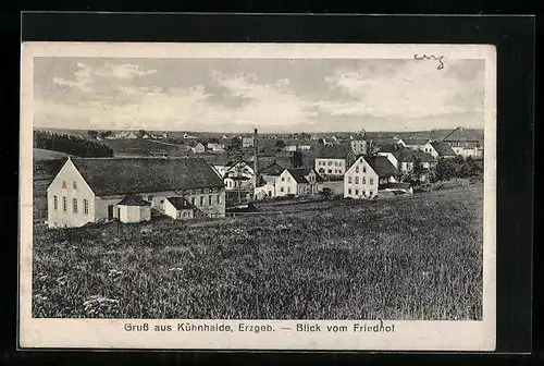 AK Kühnhaide / Erzgeb., Blick vom Friedhof auf den Ort