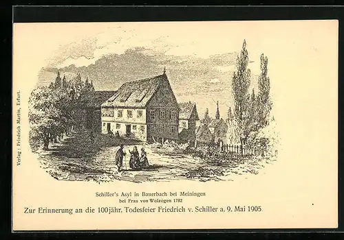 AK Bauerbach b. Meiningen, Schiller's Asyl bei Frau von Wolzogen 1782