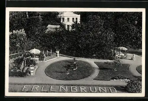 AK Büsum, Gasthaus Erlengrund, Bes. Heinrich Wittmaack, Garten mit Beetanlagen