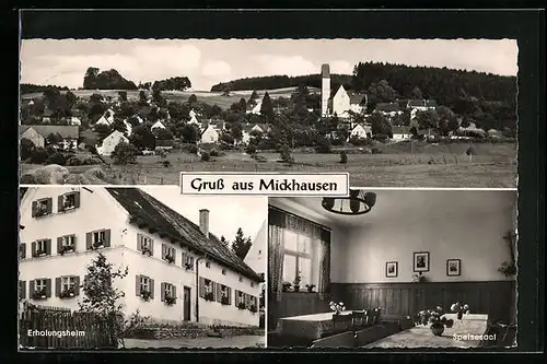 AK Mickhausen, Erholungsheim der Arbeiter-Wohlfahrt, Innen- und Aussenansicht, Gesamtansicht