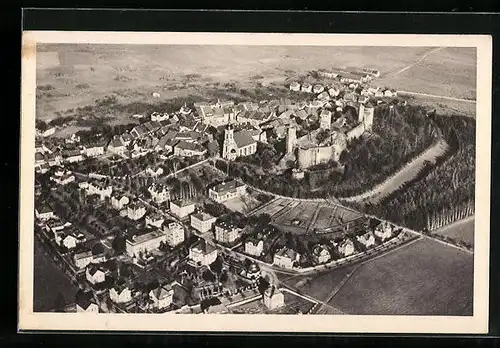 AK Stolpen i. Sa., Schlossruine mit Umgebung, Fliegeraufnahme