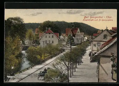 AK Bad Georgenthal i. Thür., Hauptstrasse und St. Georgenplatz