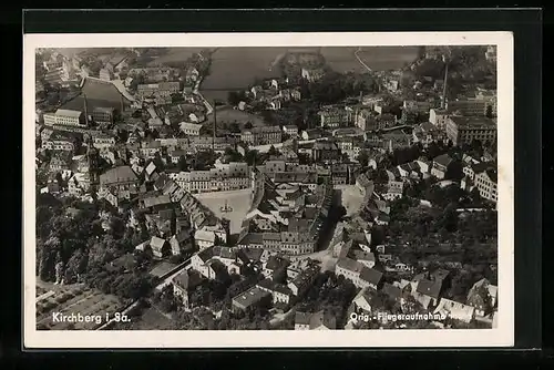 AK Kirchberg i. Sa., Gesamtansicht, orig. Fliegeraufnahme