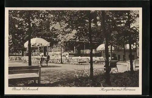 AK Bad Wilsnack, Kurgarten mit Terrasse