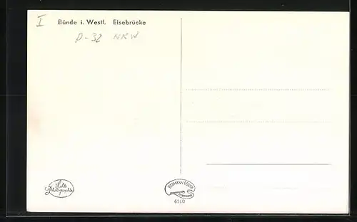 AK Bünde i. W., Elsebrücke mit Schönfärberei H. Böker