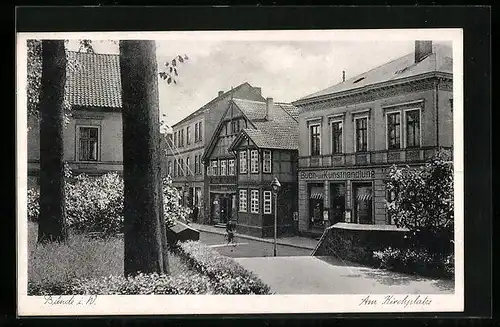 AK Bünde i. W., am Kirchplatz mit Buchhandlung