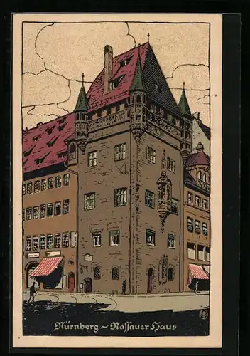 Steindruck-AK Nürnberg, Nassauer Haus