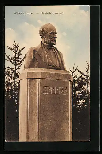 AK Wesselburen, Hebbel-Denkmal