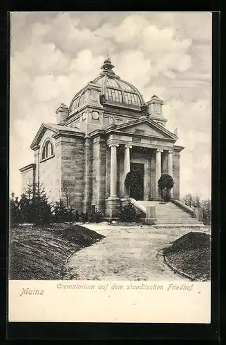 AK Mainz, Crematorium auf dem städtischen Friedhof